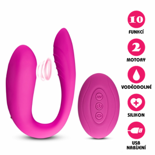 Párový silikonový vibrátor Couple Suction Vibe růžový