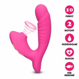 Silikonový vakuový vibrátor Suction Massager růžový