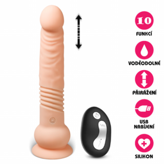 Silikonový vibrační penis s přísavkou a přirážením USB Super Sliding Dildo