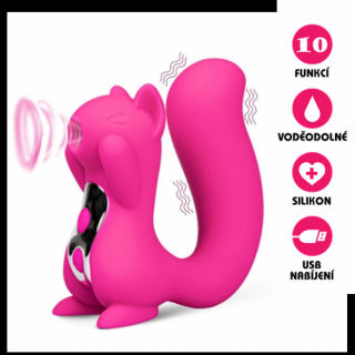Vakuový vibrátor USB Squirrel Vibe růžový