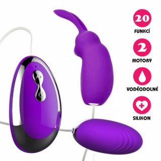 Vibrační duální vajíčko Silicone Rabbit fialové