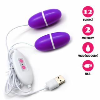Vibrační vajíčko USB Double Egg fialové