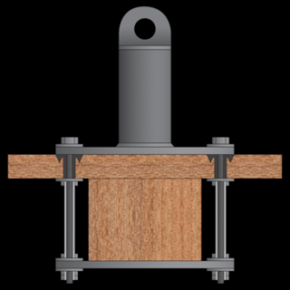Kotvicí bod určený pro konstrukce z dřevěných nosných trámů s bedněním (Kotvicí bod určený pro konstrukce z dřevěných nosných trámů s bedněním)