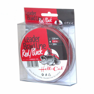 Hell-Cat Šňůra Leader Braid Line Red Black 20 m Průměr: 0,90 mm, Nosnost: 75,0 kg