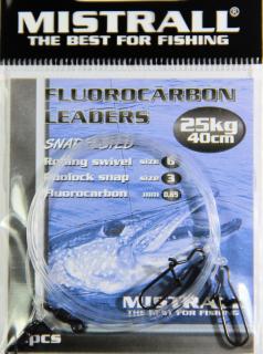 MISTRALL Fluorocarbon leaders 40cm, 2ks Nosnost: 15,0 kg, Délka vlasce/ lanka: 0,40 m