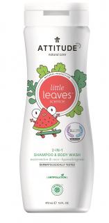 Dětské tělové mýdlo a šampon (2 v 1) ATTITUDE Little leaves s vůní melounu a kokosu 473 ml
