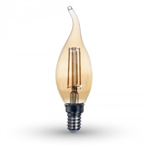 LED žárovka 4W Candle flame filament jantar (VT-1949-7114)