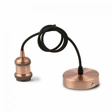 Závěsná kovová objímka E27 červený bronz (VT-7555-3840)