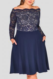 Dámské krajkové šaty Kilby s kapsami tmavě modré Barva: vínová, Velikost: 38