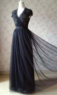 Dlouhá tylová sukně Abagail černá Barva: černá, Délka: 100 cm, Velikost: 42/44