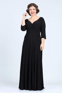 Dlouhé společenské šaty Lubica s překládaným výstřihem černé Barva: černá, Velikost: 46