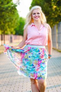 Jarní květinová tylová sukně Emily Bellazu Barva: růžová, Délka: 60 cm, Velikost: 38/40