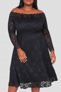 Krajkové šaty Elevate s rukávem černé Barva: černá, Velikost: 50