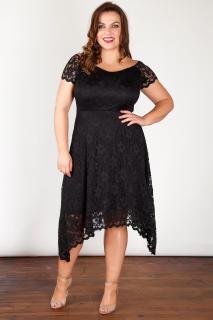 Krajkové šaty Rain s asymetrickou sukní Barva: černá, Velikost: 46