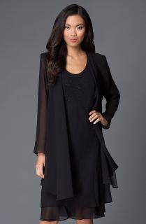 Krásné společenské šaty Lady Emilly s kabátkem černé Barva: černá, Velikost: 36/38