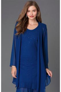 Krásné společenské šaty Lady Emilly s kabátkem modrá Barva: královská modrá, Velikost: 38