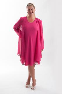Krásné společenské šaty Lady Emilly s kabátkem v různých barvách Barva: růžová, Velikost: 42