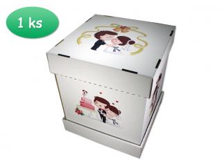 Dortová krabice s potiskem svatba 37x37x45 cm (dno+ohrádka+víko)