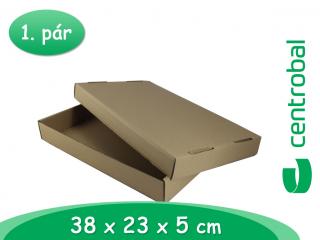 Dvoudílná krabice nízká Hnědá 38x23x5 cm