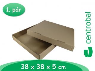 Dvoudílná krabice nízká Hnědá 38x38x5 cm