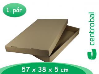 Dvoudílná krabice nízká Hnědá 57x38x5 cm