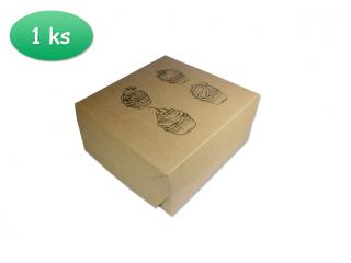 Krabice s proložkou na 4 cupcake s potiskem (20x20cm) Kraft
