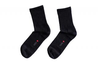 Ponožky s jemným sevřením lemu - s mikroplyšem v patě a špičce - černé - Ovecha Velikost: 29-30