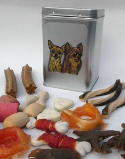 Čivavy - plechová dóza s pamlsky pro psy (30 kusů pamlsků)