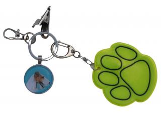 Foxteriér drsnosrstý - bižuterní a reflexní přívěsek  (průměr 25 mm)