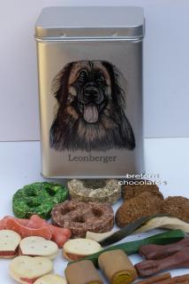 Leonberger - plechová dóza s pamlsky pro psy (30 kusů pamlsků)