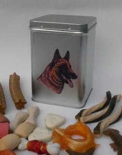 Malinois - plechová dóza s pamlsky pro psy (30 ks pamlsků)