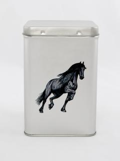 Plechová dóza - fríský kůň (objem 1,5 l)