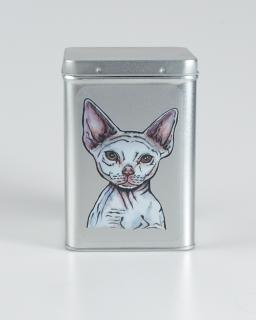 Plechová dóza - kočka devon rex (objem 1,5 l)