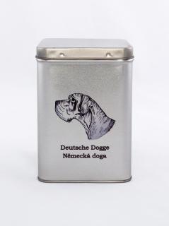 Plechová dóza - německá doga čb (objem 1,5 l)