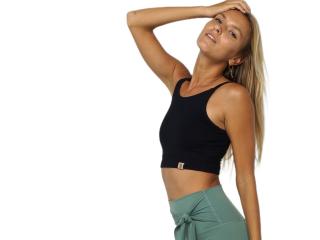 SARASWATI BAMBOO CROP TOP  black   organicky obarveno Velikost: M