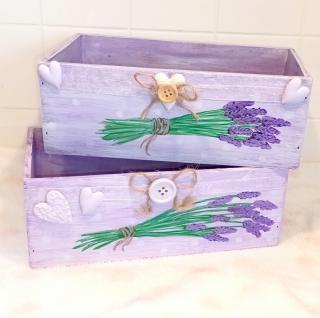 Bedýnka s malovanou Levandulí (Dřevěná krabice Levandule)