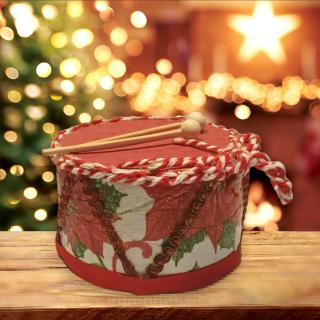 Vánoční dekorační bubínek s vánoční hvězdou červený (Drobnost pro radost )
