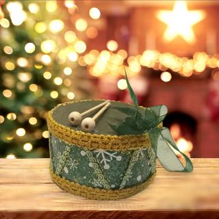 Vánoční dekorační bubínek zelený s vločkou (Drobnost pro radost )