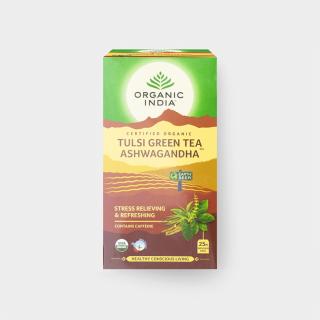 Organic India Tulsi se zeleným čajem a ašvagandou BIO, 25 sáčky