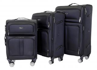 Sada 3 cestovních kufrů T-class 932, černá, M, L, XL, rozšiřitelné 35l, 70l, 95l