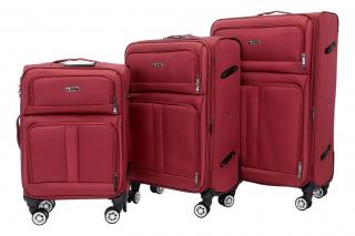 Sada 3 cestovních kufrů T-class 932, vínová, TEXTIL, M, L, XL, rozšiřitelné, 35l, 70l, 95l