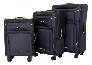 Sada 3 cestovních kufrů T-class 933, černá, TSA zámek, velikosti M, L, XL, 35l, 70l, 95l