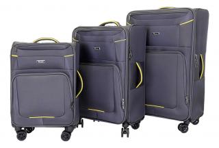 Sada 3 cestovních kufrů T-class 933, šedá, TSA zámek, velikosti M, L, XL, 35l, 70l, 95l