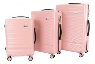 Sada 3 kufrů T-class® 2218 růžová, M, L, XL, TSA zámek, 40 l, 60 l, 95 l, 195 l