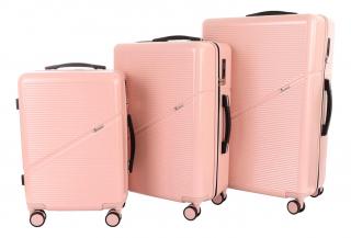 Sada 3 kufrů T-class® 2219 růžová, M, L, XL, TSA zámek, 40 l, 60 l, 95 l, 195 l