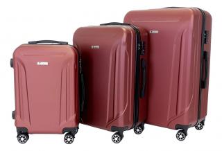 Sada 3 kufrů T-class 796, M, L, XL, ABS, TSA zámek (vínová), 41l, 68l, 102l
