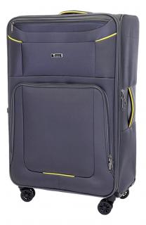 Velký cestovní kufr T-class® 933, šedá, Textil, XL, 75 x 50 x 29–33 cm, rozšiřitelný