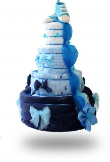Čtyřpatrový plenkový dort pro chlapce- modrý