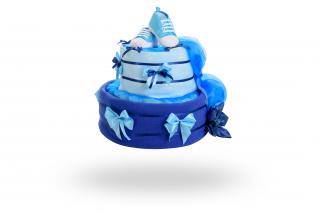 Dvoupatrový plenkový dort pro chlapce – tmavě modrý