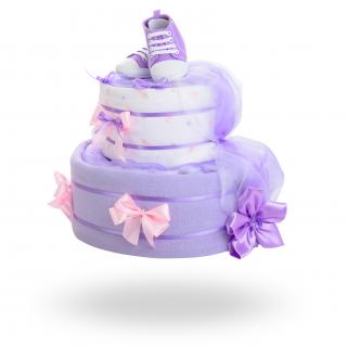 Dvoupatrový plenkový dort pro dívky – fialový special